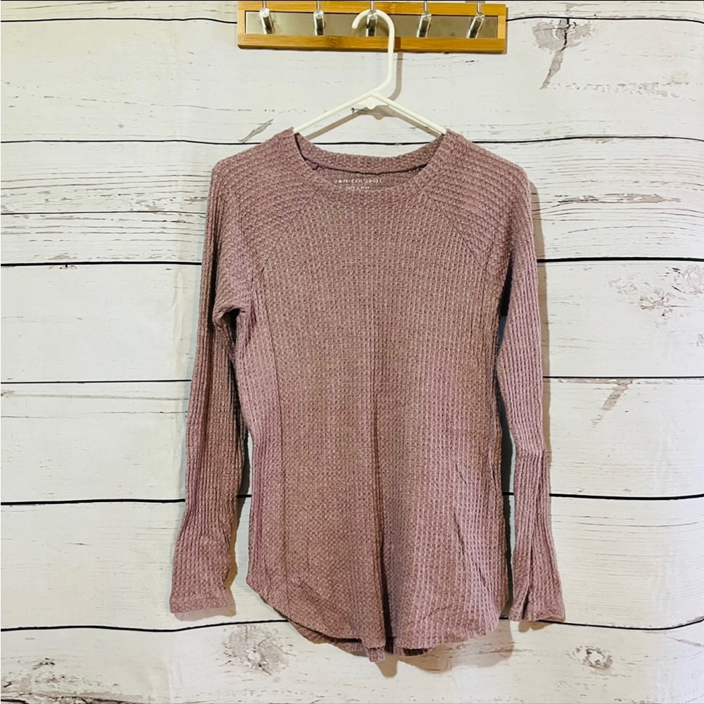 American Eagle Soft and Sexy Blush Color Waffle Long Sleeve Top size XS